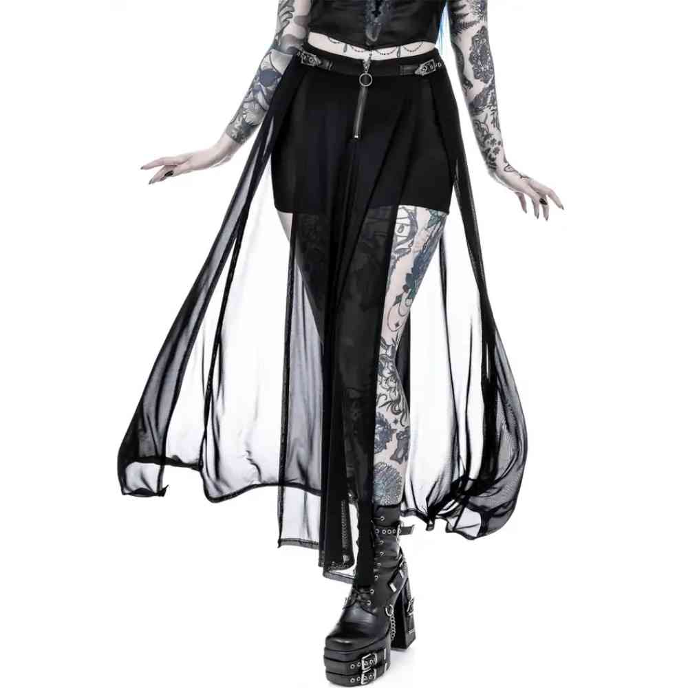 Restyle - Shadows Maxi Long Skirt - Black